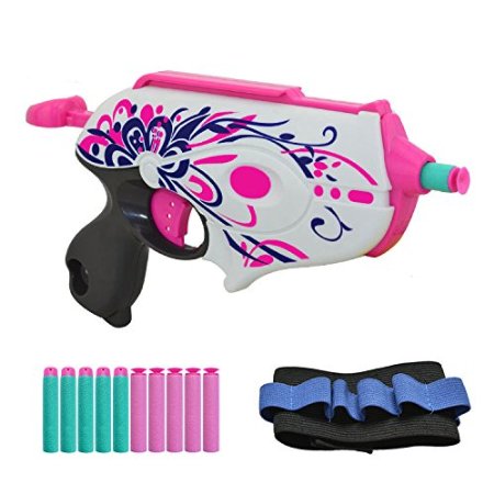 Vanka Pink Crush Blaster Gun with 10 Foam Darts and Wrister