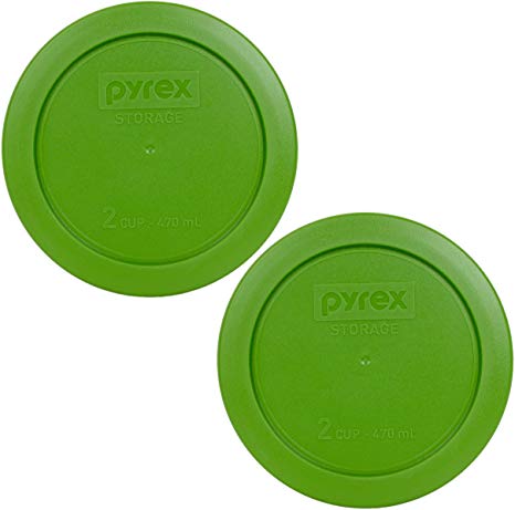 Pyrex 7200-PC Round 2 Cup Storage Lid for Glass Bowls (2, Lawn Green)