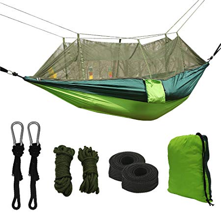 IDEALUX Camping Hammock Lightweight Portable Double Parachute Hammocks, Mosquito Nylon Hammock for Indoor,Outdoor, Hiking, Camping, Backpacking, Travel, Backyard, Beach