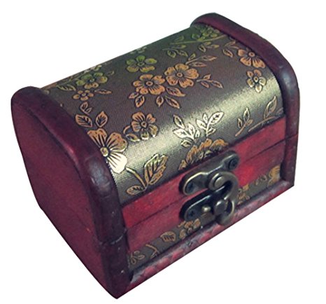 niceEshop(TM) Brown Retro Old Stye Embossed Flower Wooden Jewelry Box Case for Women