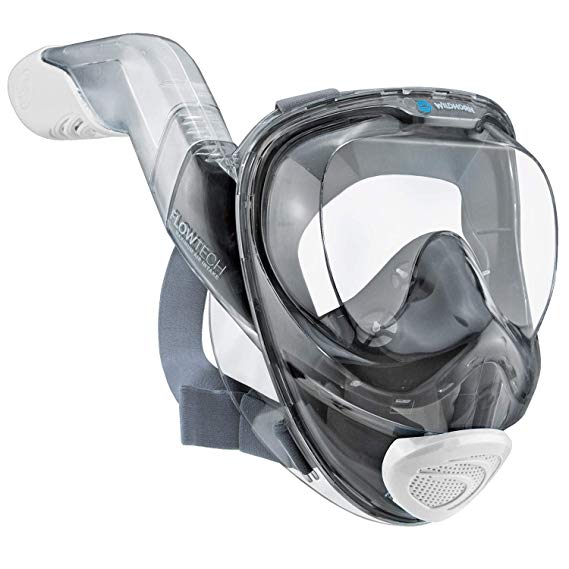 WildHorn Outfitters Seaview 180° V2 Full Face Snorkel Mask with FLOWTECH Advanced Breathing System - Allows for A Natural & Safe Snorkeling Experience- Panoramic Side Snorkel Set Design