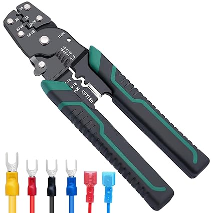 Twidec/Wire Crimper Tool with Stripper Cutter,Multifunctional Crimping Pliers Terminal Pliers for Insulated Electrical Connectors(22-10 AWG) N-060