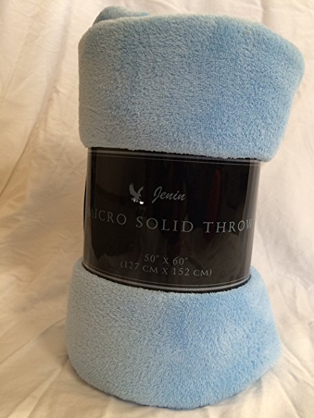 Ultra Soft Cozy Plush Fleece Warm Solid Colors Traveling Throw Blanket 50" X 60" (127 Cm X 152 Cm) (Light Blue)