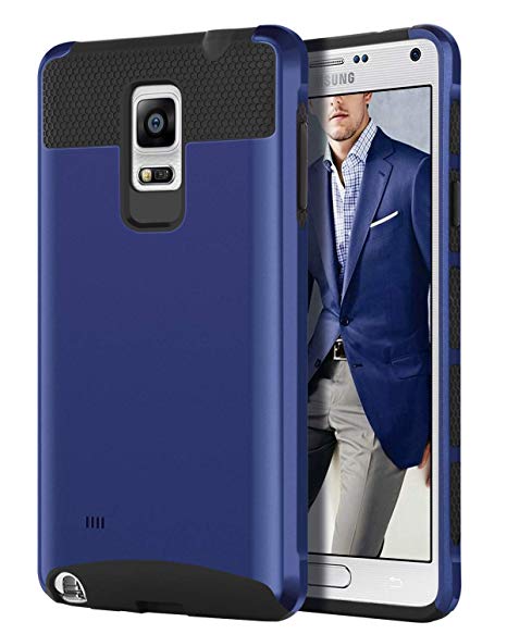 BENTOBEN Case for Galaxy Note 4, Shockproof Hybrid 2 in 1 Hard PC Full Body Soft Bumper Protective Cell Phone Case for Samsung Galaxy Note 4 - Navy Blue