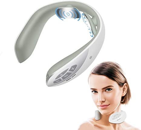 Neck Massager - Intelligent Portable Neck Massage with Heat for Pain Relief for Women and Men, 4 Modes 16 Speeds Cordless Deep Tissue Trigger Point Neck Relax Device at Home Office Outdoor Travel Car