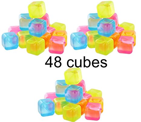 Reusable Plastic Ice Cubes - Colors May Vary (48 cubes)