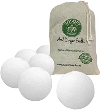 SoSoft Wool Dryer Balls 100% Premium So Soft Wool Dryer Balls XL Hand Made in Nepal All Natural Eco Friendly All Natural Fabric Softener (White)