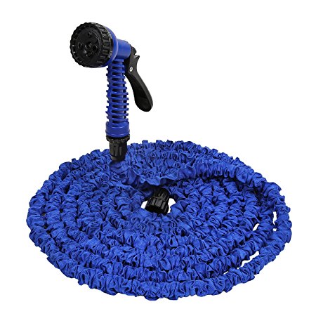 Amzdeal Expandable Garden Hose 50 ft with 7 Patterns Garden Spray Nozzle for Car Wash Cleaning Watering Lawn Garden Plants