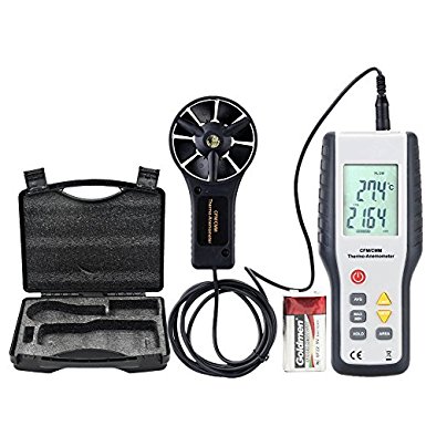 ERAY Digital Anemometer Wind Speed Gauge Professional Air Velocity Flow Volume Meter with Backlight LCD Display, Suitcase and Battery Included