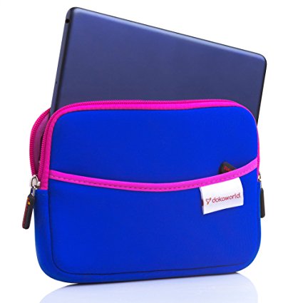 Neoprene iPad Mini Sleeve Pouch Case (Up To 8 inches Tablet) Protective Travel Carrying Bag with Zipper and Side Pocket