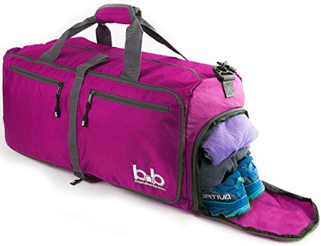 Medium Gym Duffle Bag with Pockets - Foldable Lightweight Travel Bag