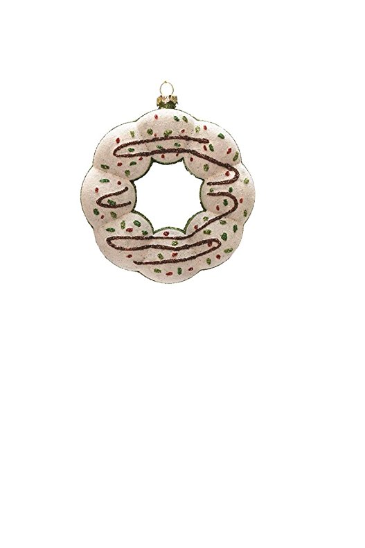 Northlight 4.25" Merry & Bright White, Green and Red Glittered Shatterproof Doughnut Christmas Ornament