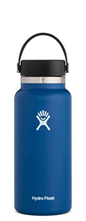 Hydro Flask Water Bottle - Stainless Steel & Vacuum Insulated - Wide Mouth 2.0 with Leak Proof Flex Cap - 32 oz, Cobalt