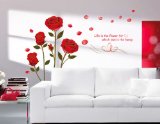 UfingoDecor Romantic Red Rose Flowers Wall Decals Living Room Bedroom Removable Wall Stickers Murals ROSE 1