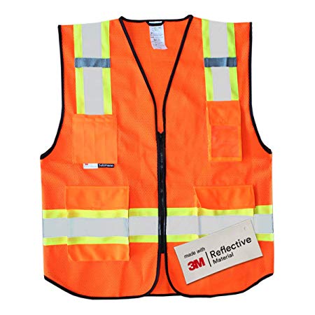 Salzmann 3M Multi Pocket Safety Vest, Highly Breathable Mesh Vest, L/XL