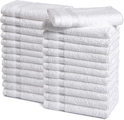 Haven Cotton Cotton Washcloth Towel Set - Pack of 24, 13 x 13 inches, 520 GSM, White