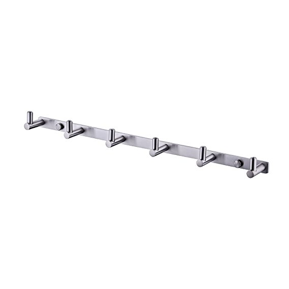 KES A2160H6-2 Bathroom Towel Rail/Rack with 6 Hooks Wall Mount SUS304 Stainless Steel, BRUSHED FINISH