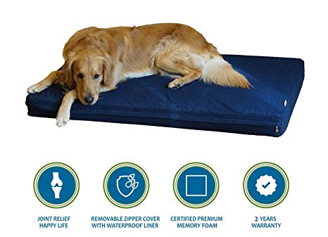 PetBed4Less Premium Orthopedic Memory Foam Pet Bed Dog Bed for Small Medium to Super Extra Large dog with Removable external cover and waterproof liner   Free bonus replacement case