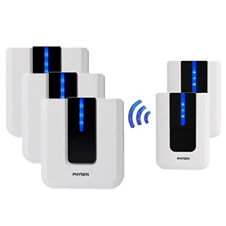 Physen Europe Style Piano Wireless Doorbell kit with 2 Bionic Push Buttons and 3 Plugin Receivers,Operating at 1000 feet Long Range,4 Adjustable Volume Levels and 52 Melodies Chimes,No Battery Required for Receiver