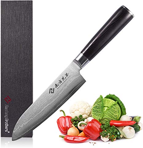 Santoku Knife - Damascus 6.5 inch Chef's Knife, VG10 67-layer Stainless Steel Ultra Sharp Knife with Ergonomic Handle, Perfect for Home Kitchen and Restaurant