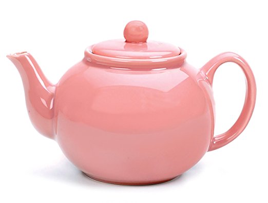 RSVP Large Stoneware 6-Cup Teapot, Pink