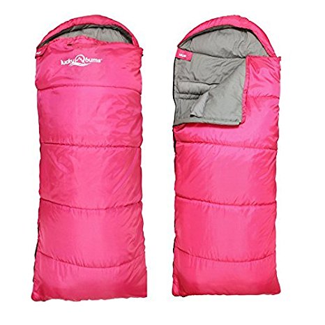 Lucky Bums Compact Lightweight Muir Spring Summer Fall Sleeping Bag Youth 40°F/5°C  with Digital Accessory Pocket Compressing Carry Bag Included.