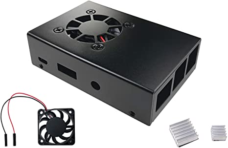 Micro Connectors Aluminum Raspberry Pi 3 Model B B  Case with Fan and Heatsinks - Black (RAS-PCS04-BK)