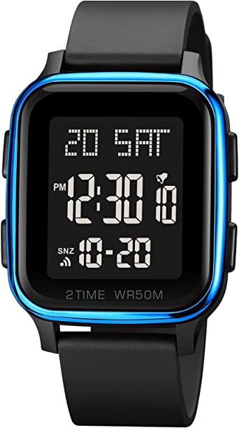 Forrader Mens Sport Digital Watches, Waterproof Outdoor Sport Watch with Alarm/Countdown Timer/Dual Time/Stopwatch/12/24H Wrist Watches for Men with LED Backlight