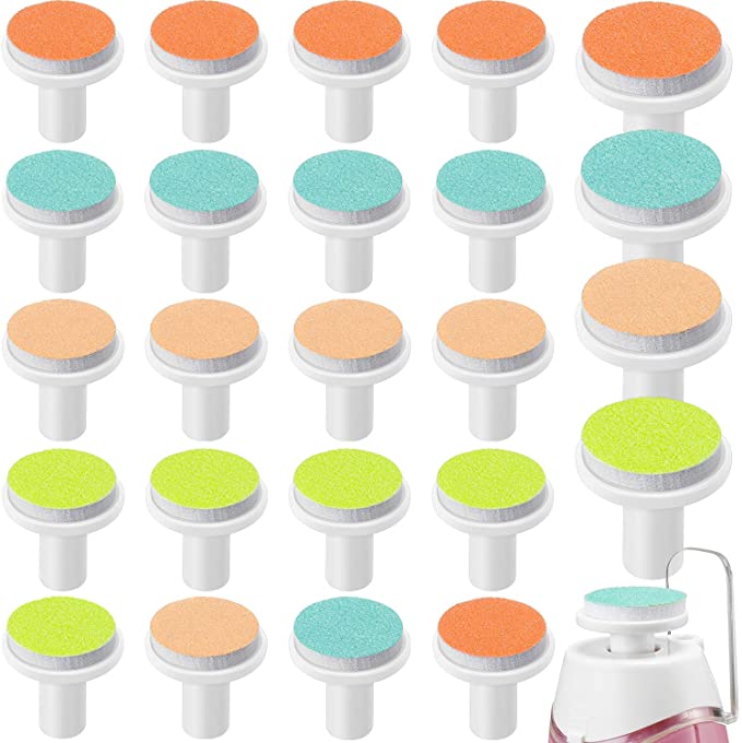 24 Pieces Baby Nail File Pads Nail Trimmer Replacement Pads Electric Baby Nail Grinding Heads for Standard Electric Kid Nail Trimmer Suits to Newborn Infant Toddler (Pink, Light Blue, Green, Orange)