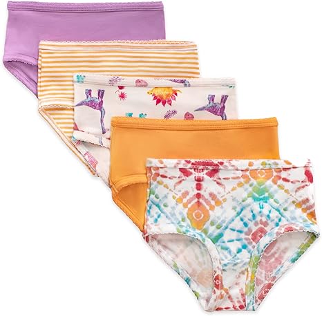Burt's Bees Baby Toddler Girls' Underwear, Organic Cotton Panties, Tag-Free Comfort Briefs, Pack of 12