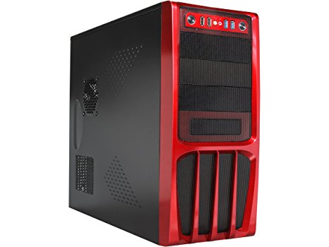 Rosewill Black Hot Dipped Galvanized Steel ATX Mid Tower Computer Case with Front Panel and 500W Power Supply R536-Red