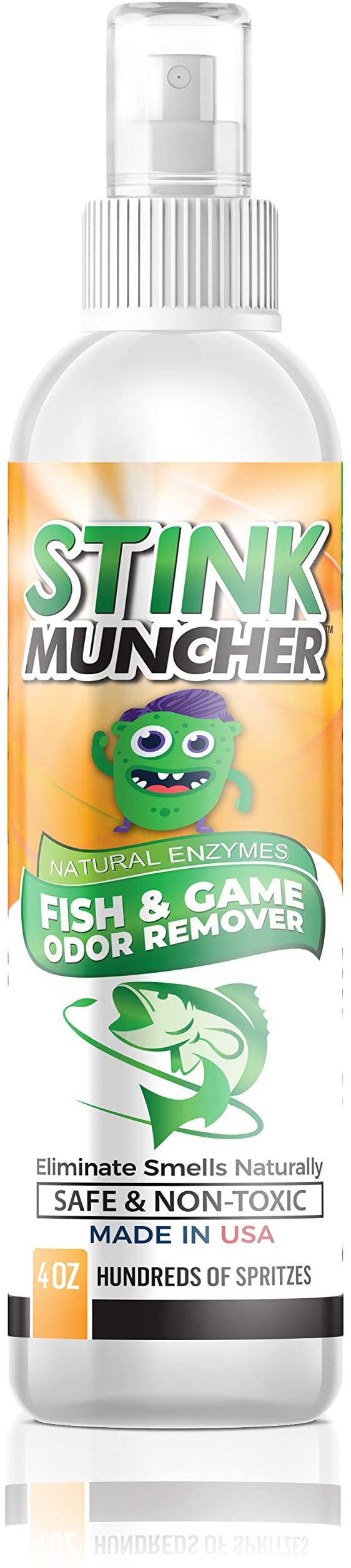 Life Miracle Stink Muncher Fish and Game Natural Enzyme Odor Eliminator and Remover Spray | Smell Proof Your Fishing, Hunting and Sports Clothing, Shoes and Equipment | Made in USA