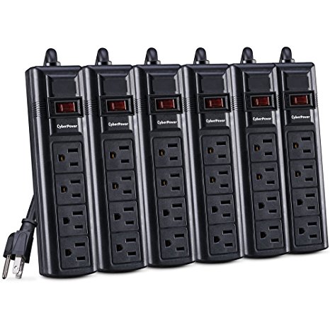 CyberPower CSB404MP6 Surge Protector 4-Outlets 4-Ft Cord 600 Joules, 6 Pack