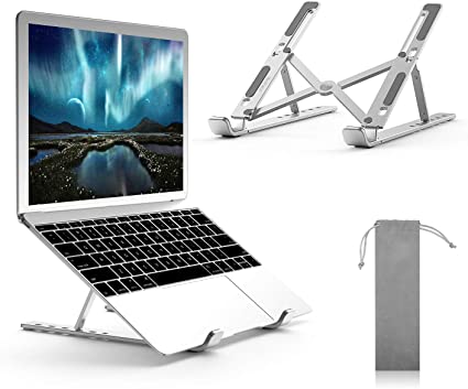 Laptop Stand, Boyata Adjustable Portable Laptop Holder for Desk, Aluminum Foldable Laptop Riser with 6 Levels of Height Adjustment, Compatible with MacBook Air Pro, Dell, HP, Lenovo,10-15.6” Laptops