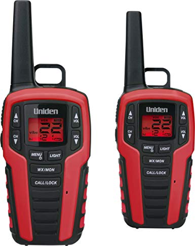 Uniden SX327-2CK 32-Mile MicroUSB FRS/GMRS Two-Way Radios with Charging Kit, 2-Pack, Maroon