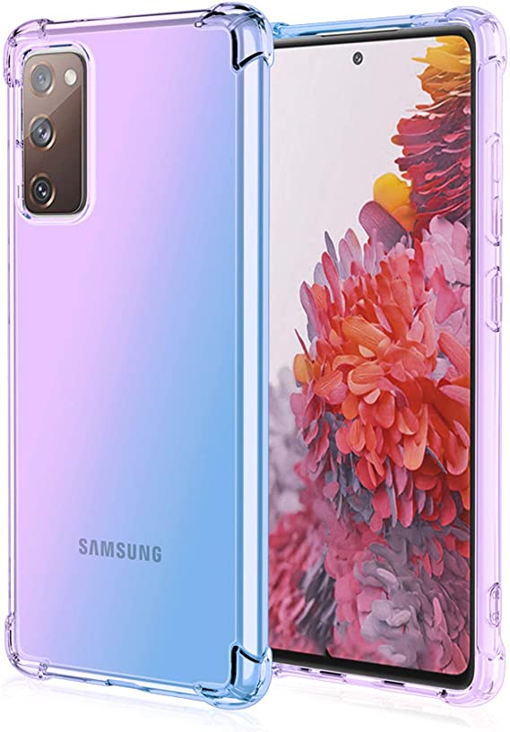 BAISRKE Galaxy S20 FE Case, Clear Shock Absorption Flexible Soft TPU Bumper Slim Protective Cases Cover for Galaxy S20 FE 5G (2020) - Blue Purple Gradient