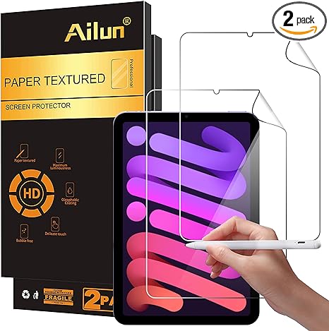 Ailun Paper Textured Screen Protector for iPad Mini 6[8.3 inch] [2021 Release] 2Pack Draw and Sketch Like on Paper Textured Anti Glare Less Reflection