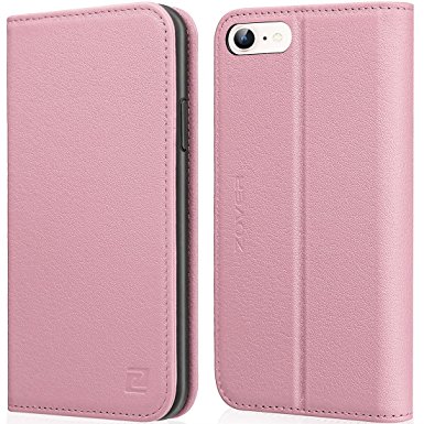 iPhone 6S Case iPhone 6 case ZOVER Genuine Leather Case Flip Folio Book Case Wallet Cover with Kickstand Feature Card Slots & ID Holder and Magnetic Closure for iPhone 6 and iPhone 6S Pink