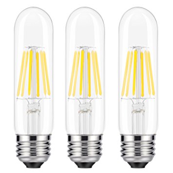 Dimmable Edison Led Tubular Bulb T10, Kohree 6W Vintage Led Filament Light Bulb 60W Incandescent, 4000K Daylight White, E26 Medium Base Lamp Bulb for Display Cabinet Showcase Piano