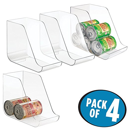 mDesign Canned Food Storage and Soda Organizer for Kitchen Pantry or Cabinet - Pack of 4, Clear