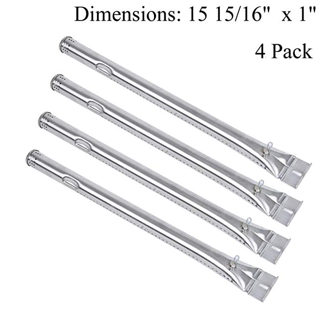 GasSaf Grill Burner Replacement Charbroil 463257010, 463241113, 463247009, Kenmore, Master Chef Other Grill Models, 4-Pack 15 15/16 inch Straight Stainless Steel Gas Grill Burner Tubes Pipe