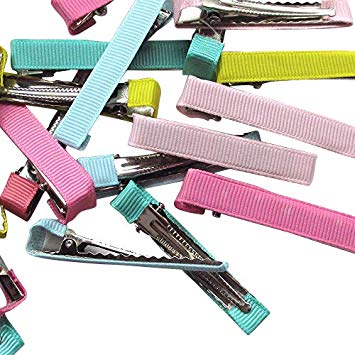 Chenkou Craft Assorted 40pcs Prong Hair Clips Hair Pin Covered Grosgrain Ribbon DIY Hair Jewelry Craft 2" (50x8 mm)