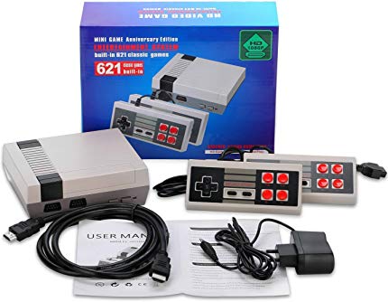 Retro Classic Game Consoles Mini HDMI Edition Built-in 621 Childhood Classic TV Video Games with 2pcs Controllers Handheld Game Player,The Best Way To Take You Back To Your Childhood