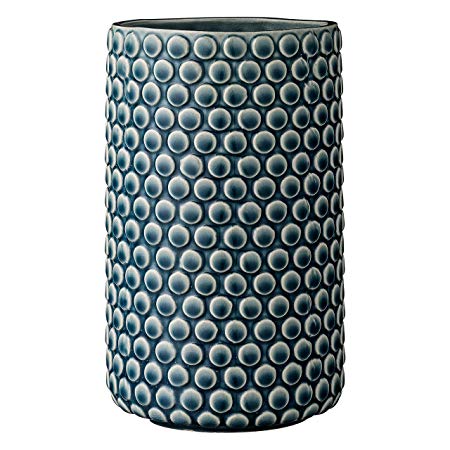 Bloomingville A75100050 Teal Ceramic Vase with Polka Dot Design