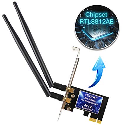 WiFi Card AC1300Mbps Wireless WiFi PCIe Network Adapter Card 5GHz/2.4GHz Dual Band PCI Express Internet Network Card with 2×5dBi High Gain Antenna for Desktop/PC Gaming