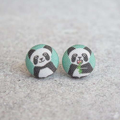 Panda Fabric Button Earrings