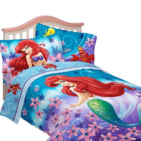 Disney's Little Mermaid Cascading Flowers Twin Comforter Set