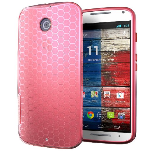 Hyperion Motorola Moto X Gen 2 2014 XT 1097 HoneyComb Matte TPU Case  Cover Fits Standard Size Battery 2 Year No Hassle Warranty CASE ONLY Does not include battery or phone NOT compatible with Moto X Gen 1 Hyperion Retail Packaging - PINK