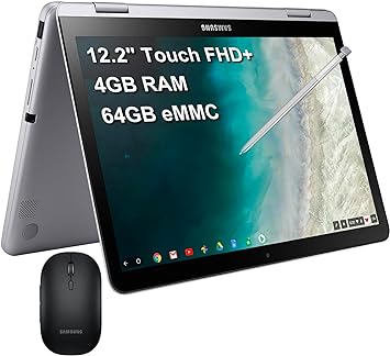 SAMSUNG Chromebook Plus 12.2" Touchscreen FHD  2-in-1 Laptop Computer, Intel Celeron 3965Y Processor, 4GB RAM, 64GB eMMC, WiFi, Bluetooth, Stealth Silver, Digital Pen, Chrome OS