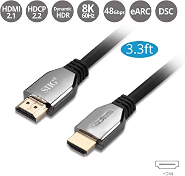 SIIG HDMI 2.1 Cable - 8K, High Speed 48Gbps, 3.3ft, Triple Shielded (CB-H21411-S1)